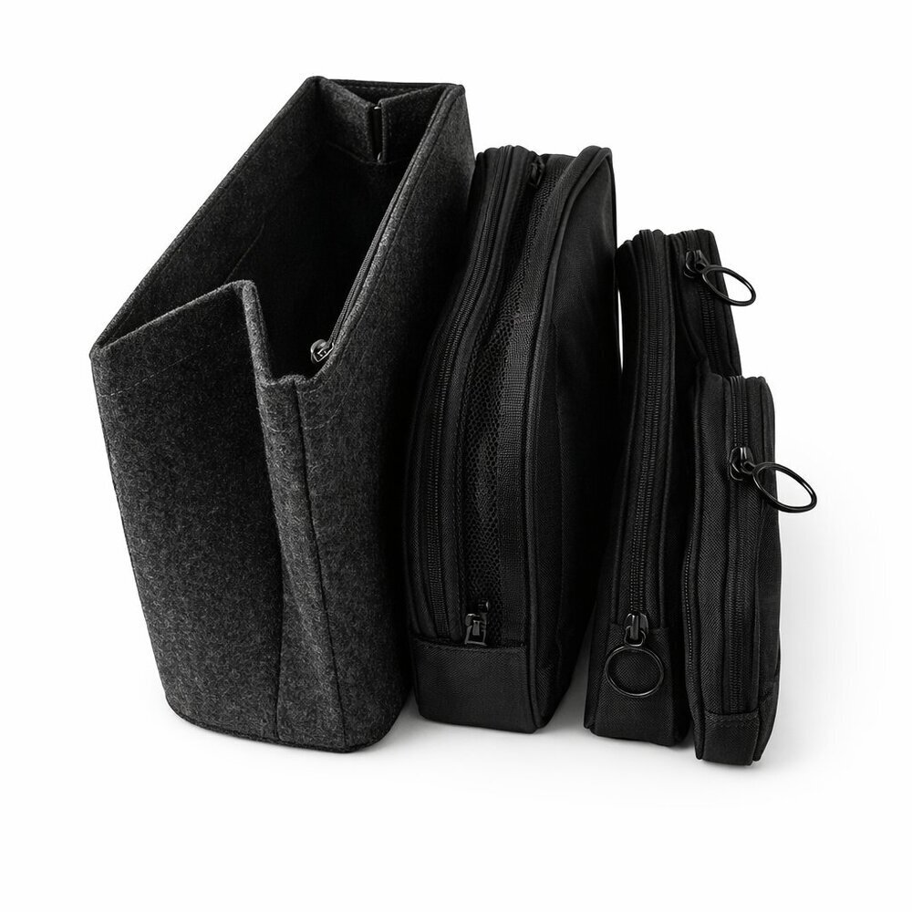 Bundle Deal – Makeup Cases + Handbag Insert Organizer – Black, Multi-Pocket Stor - Picture 3 of 8